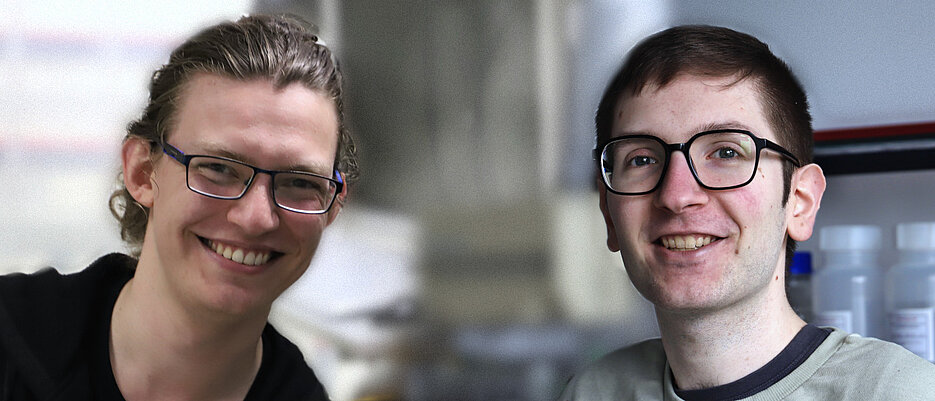 Fotos von Leonhard (links) und Filip (rechts) im Labor