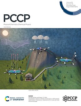 PCCP front cover, Volume 28, Issue 32 (2026): BN-doped naphthalene molecules on a mountain landscape illustrating molecular solar thermal energy storage