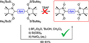 Nitronyl Nitroxide Bifunctionalized Electron-Poor Chromophores: Synthesis of Stable Dye Biradicals by Lewis Acid Promoted Desilylation