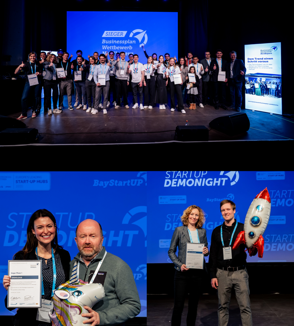 Abbildung der Gewinner des Startup Wettbewerbs Nordbayern 2025