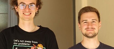 Joel and Tobias at the Chair